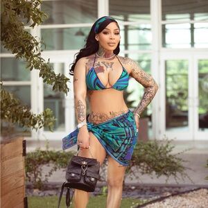 Vibrant Blue and Green Bikini Set